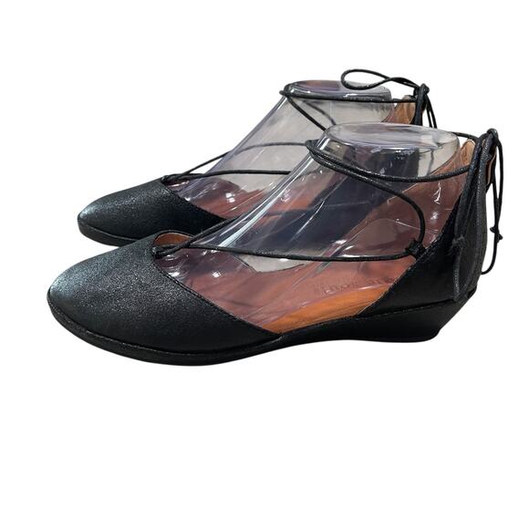 Gentle Souls Women's Leather Wedge Ballet Nerissa Ghillie Size 8 in Black - Picture 3 of 8